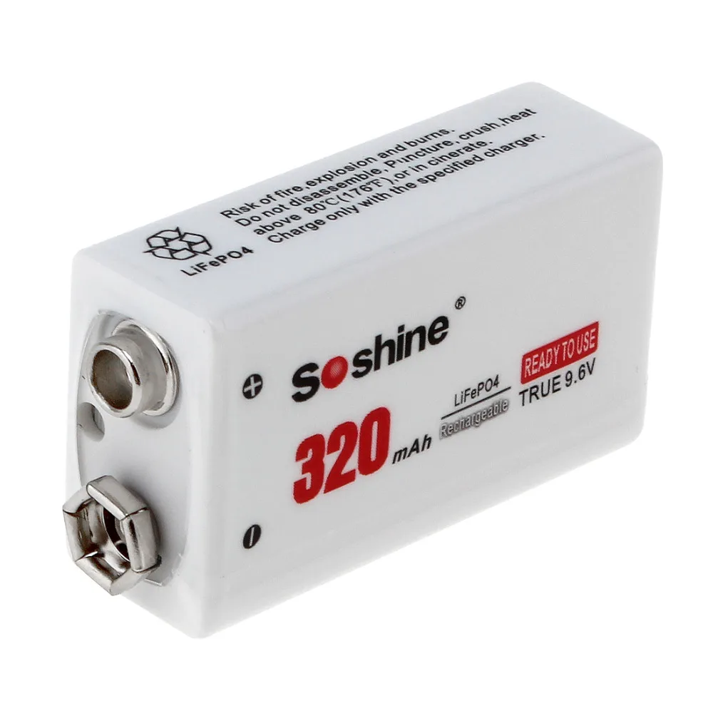 Soshine 320mAh 9V 6F22 Аккумулятор LiFePO4 перезаряжаемый аккумулятор + Портативный чехол для