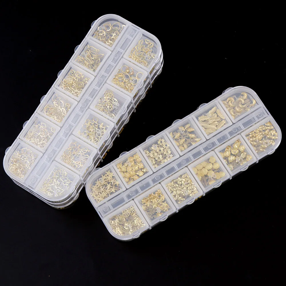 Ювелирные изделия для маникюра 12 геометрических украшений металлические