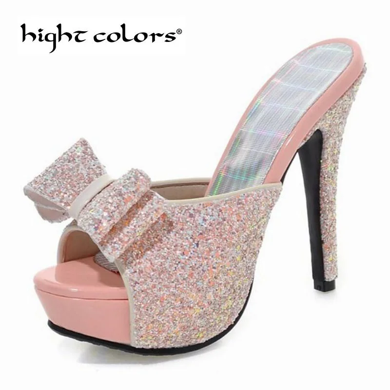 Большие размеры 43 босоножки женские шлепанцы с открытым носком на высоком