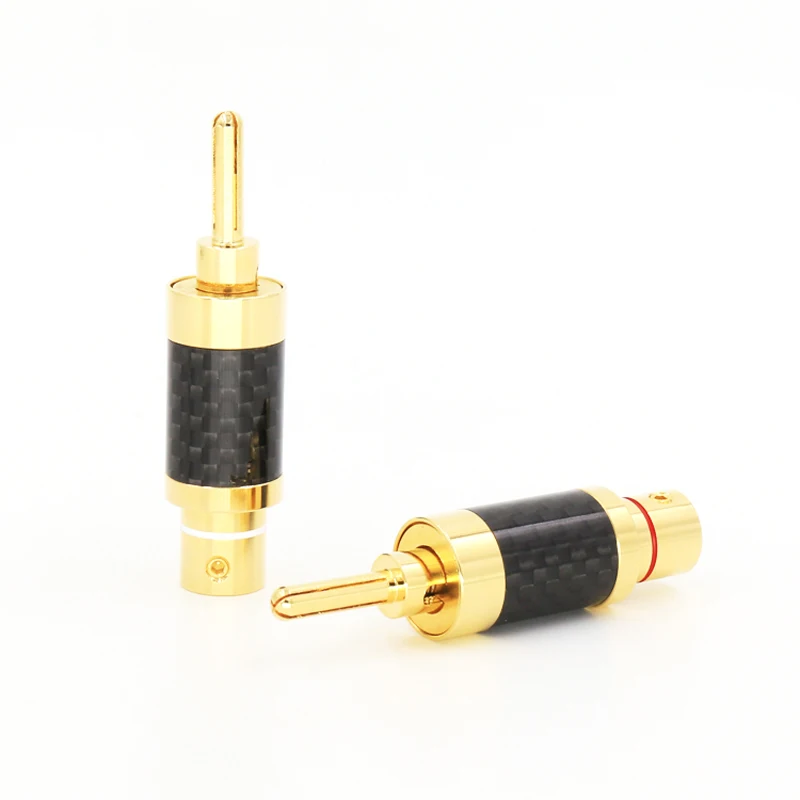 

4Pcs CF-202(R) 3U golld Plated Speaker Cable Carbon Banana Connector