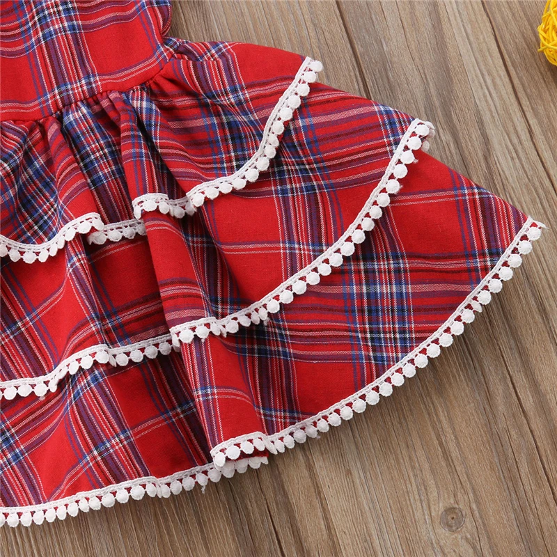 Stylish Baby Girls Dress Toddler Kids Pageant Party Wedding Lace Plaid Layered Dresses Sundress Summer Outfit Clothes 6M-5T | Детская