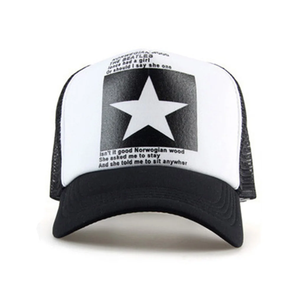 

Fashion Summer Sport Baseball Cap for Women Men Hip Hop Caps Mesh Breathable Snapback Cap Five Star Print Dad Hat Bone