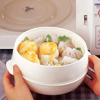 healthy white portable microwave steamer with lid plastic cooking tools food cookware storage boxes 2011cm free shipping