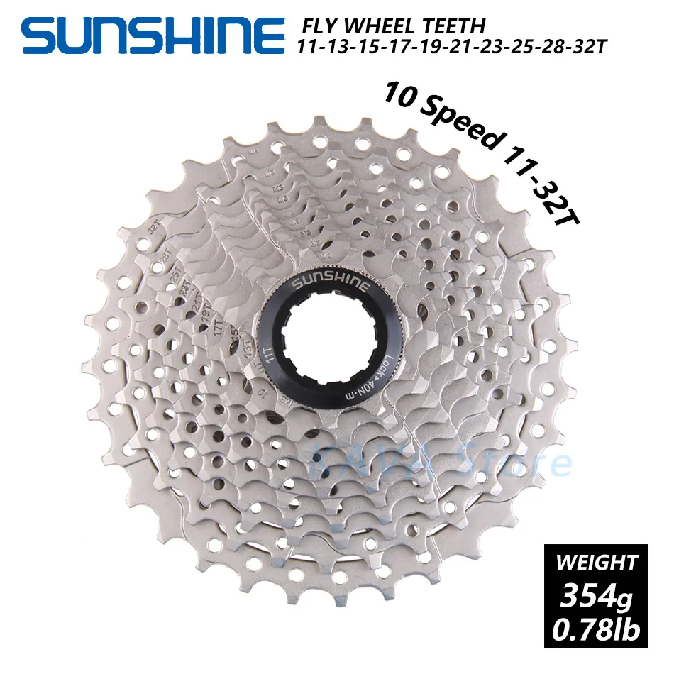 SUNSHINE дорожный велосипед свободного хода 11-25/28/32/36T для велосипедной Сталь 8/9/10/11S скоростная кассета свободного хода велосипеда для Запчасти Shimano SRAM - Цвет: 10 speed 11-32T