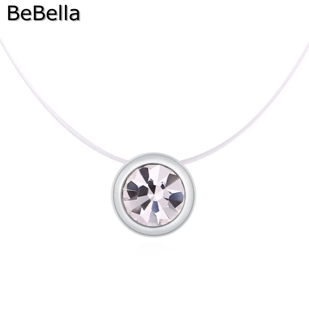 BeBella не аллергическая невидимая прозрачная тонкая цепочка со стразами ожерелье с кристаллами из чешского для женщин подарок на день рождения для девушек