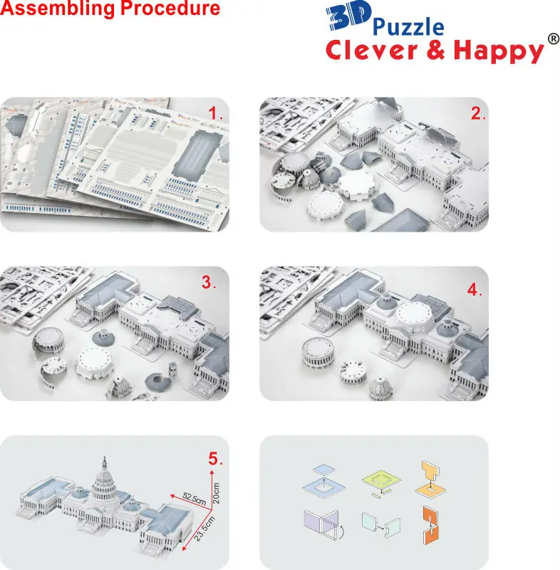 132 шт мировая архитектурная каменная Горка(США) Дети DIY большая бумага 3D игра-головоломка, детские развивающие игрушки