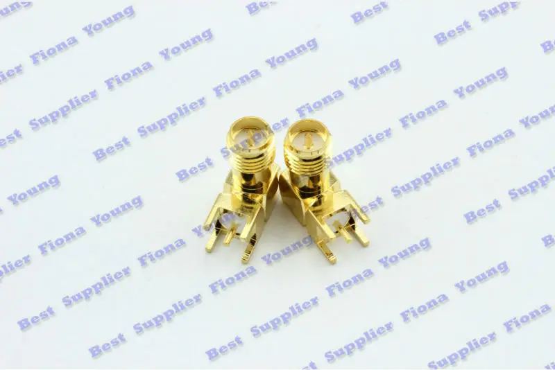 50 шт \ много Goldplated RP SMA Jack female (мужской Булавки) печатной платы адаптер Угловые
