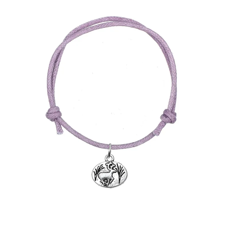 Dawapara Christmas Decoration Deer Vintage Metal Zinc Alloy Pendant Bracelet Korean Wax Cord Adjustable Chain Fashion Jewelry | Украшения и