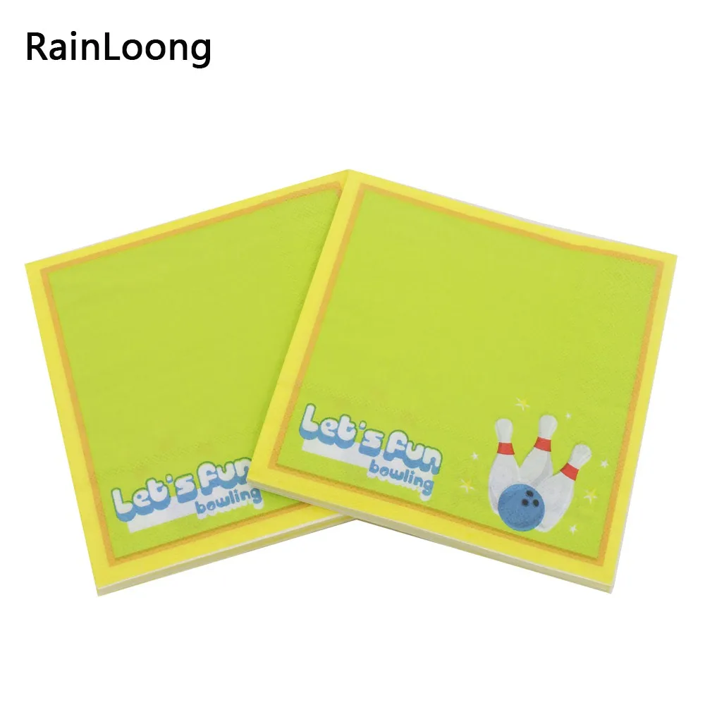 [RainLoong] бумажные салфетки Let's Fun Боулинг спортивный принт тканевые салфетки украшения салфетки 33x33 см 1 упак./лот - Цвет: as picture