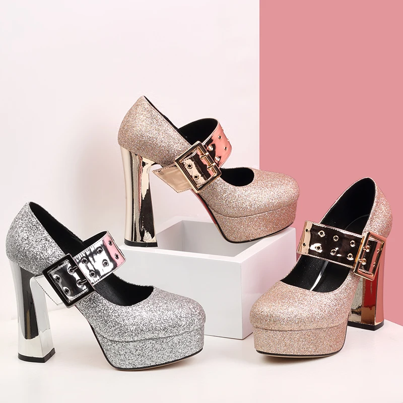 Туфли лодочки женские на платформе и толстом каблуке высокий каблук пикантные