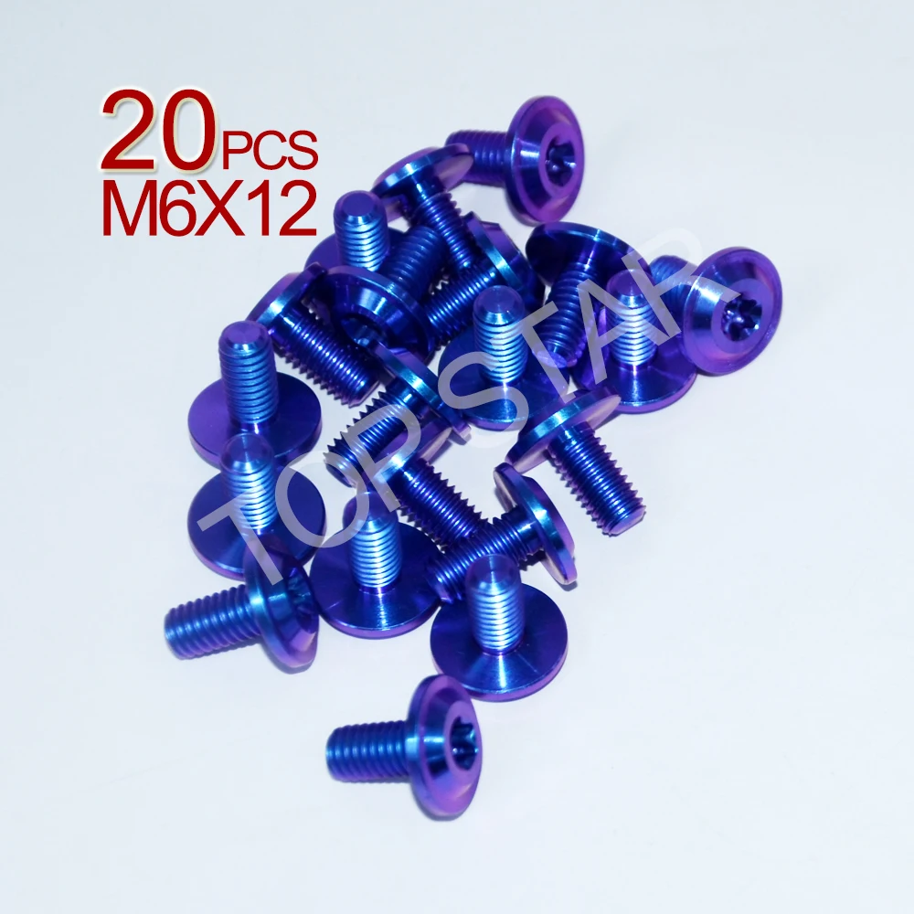 20 шт. M6 x 12 Grade5 титановые болты для гоночных мотоциклов болты из титанового сплава крепежные детали Торцевая головка титановый винт