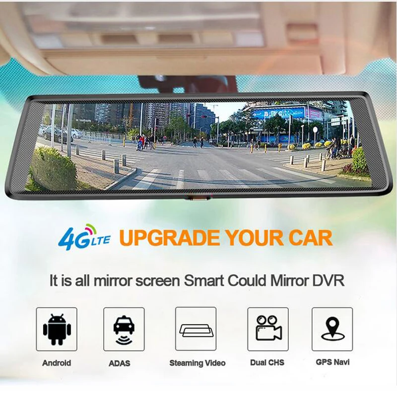 Android 4G Автомобильный видеорегистратор 10 &quotIPS зеркало заднего вида ADAS GPS Navigetor FHD