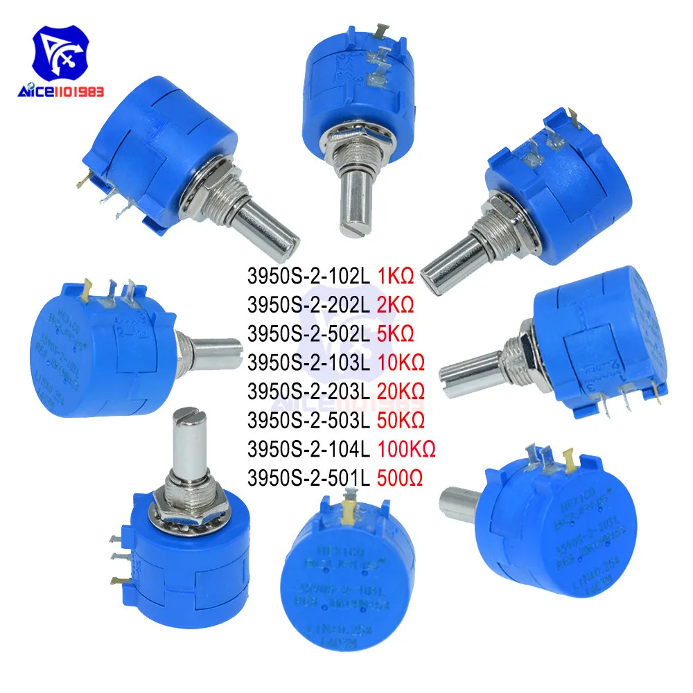 Diymore потенциометр с проволочной обмоткой 3590S 500R 1K 2K 5K 10K 20K 50K 100kом Ом 10 витков