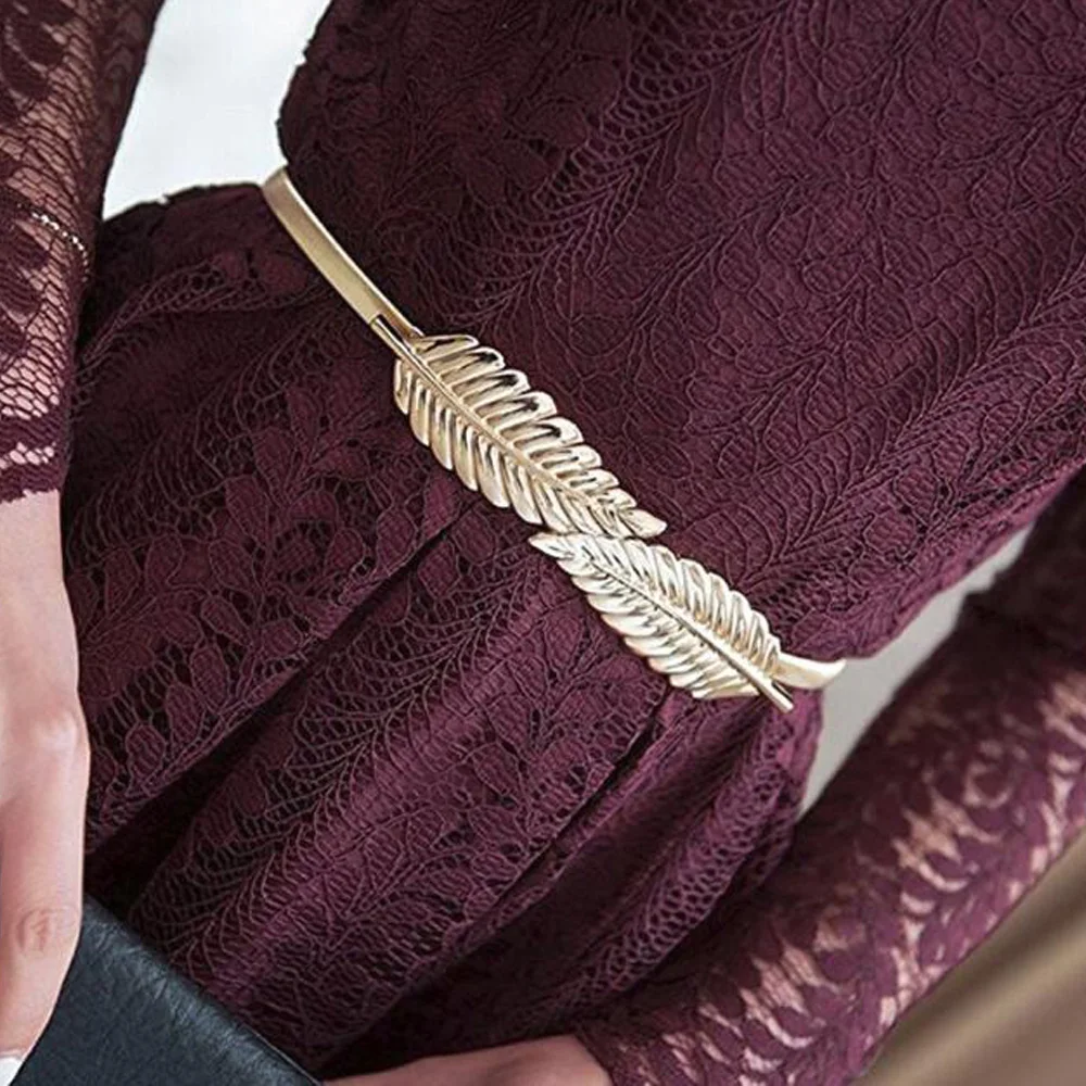 Винтаж золотой пояс в форме листьев для Свадебная вечеринка стрейч