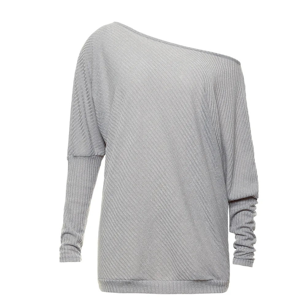 fine knit Sweater pullover Women one shoulder topknitted loose jumper fall winter batwing sleeve 2018 off the | Женская одежда