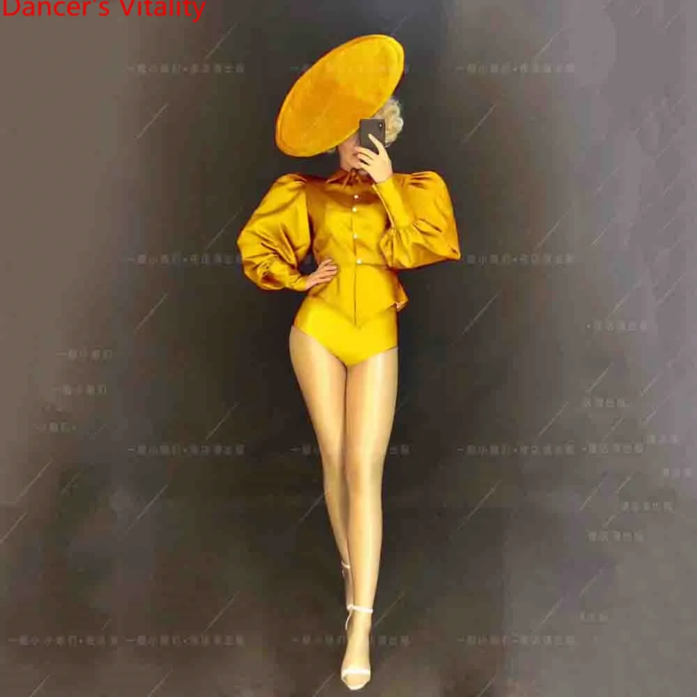 Костюм для ночного клуба бара Западной вечеринки рубашка с рукавами пузырями