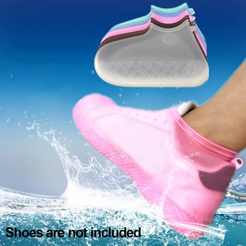 Reusable Silicone Waterproof Rain Shoes Covers Slip-resistant Rubber Rain Boot Overshoes Shoes Accessories Outdoor Thick Sole