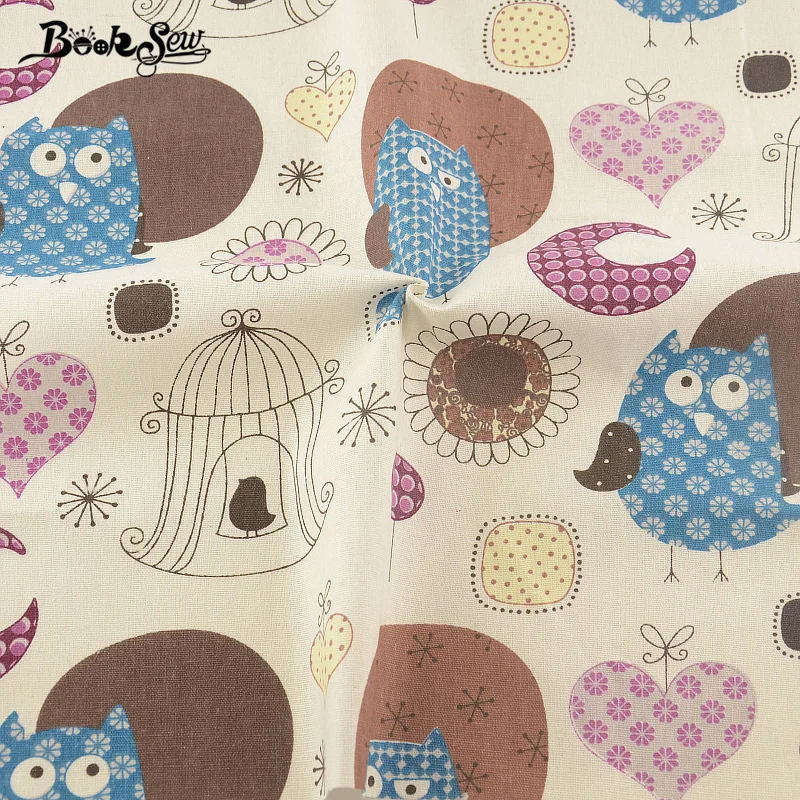 Ткань для шитья скатерть подушка наволочка принт Мультяшные совы дизайн