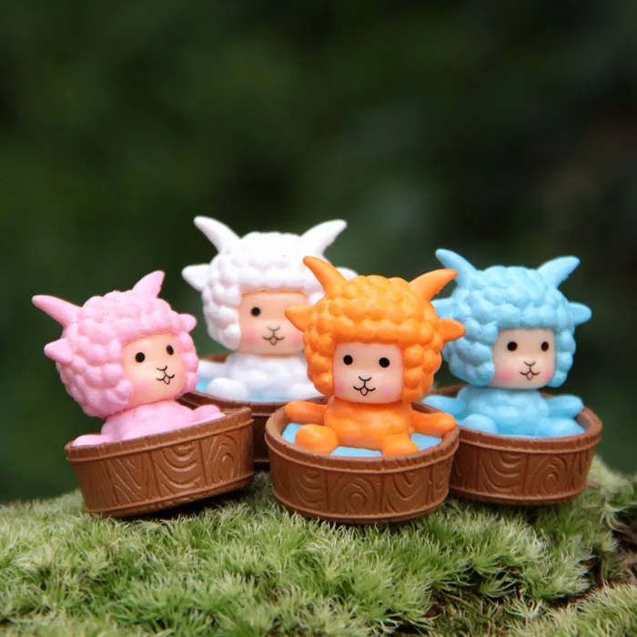 New Arrival 3 cm bathtub lamb microscopic bonsai micro landscape small garden decoration ornament action figure free shipping | Игрушки и