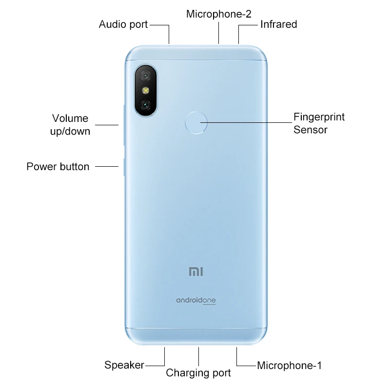 Глобальная версия Xiaomi Mi A2 Lite 4 Гб 64 5 84 &quot19:9 экран 4000 мАч Snapdragon 625 Восьмиядерный 12MP +