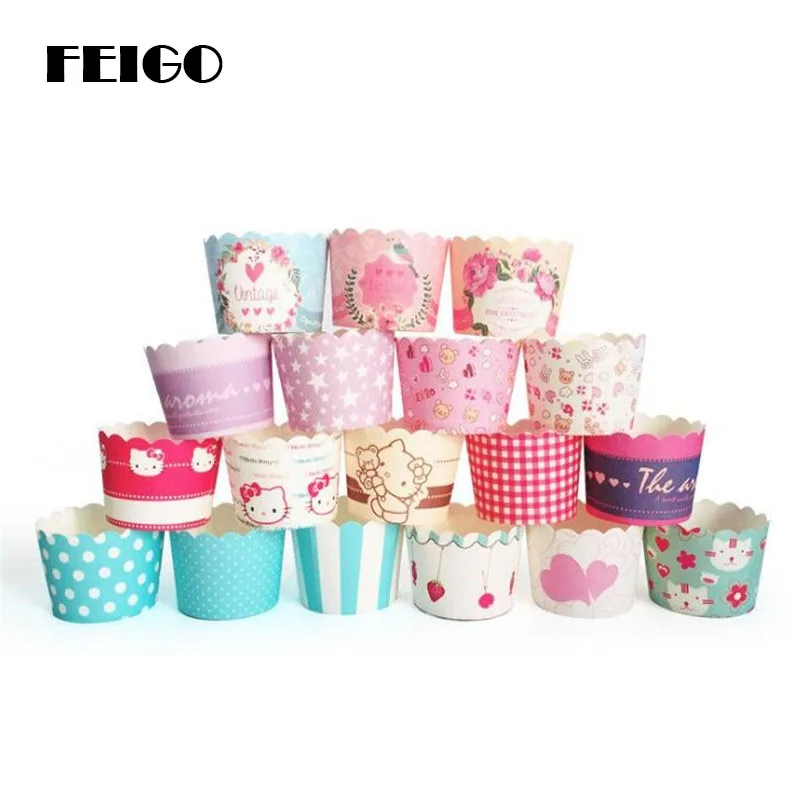 

FEIGO 50pcs/lot Disposable Paper Cups Wedding Party Cake Decorating Muffin Cupcake Tools Birthday Mini Paper Baking Cups F180