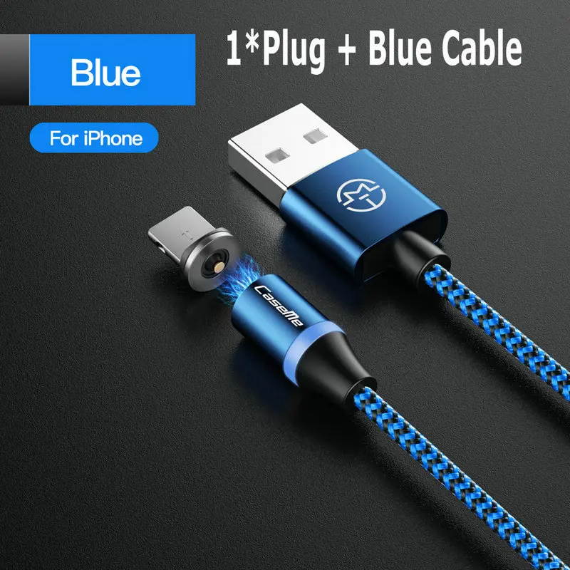 For iPhone -Blue CaseMe 3 в 1 Магнитный USB кабель для samsung huawei для iPhone XS MAX Магнитный штекер Micro USB кабель usb type C шнур Быстрая зарядка - Цвет: For iPhone -Blue