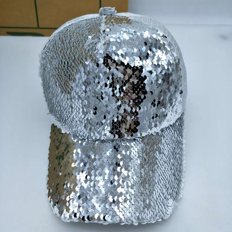 Бейсболка с блестками и пайетками яркая Регулируемая сетчатая бейсболка для