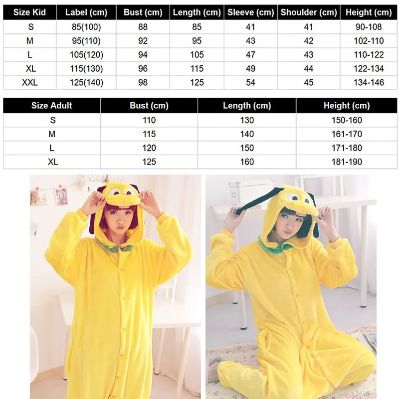 Kigurumi Cute Goofy Dog Adult&ampKids Pajamas Animal One Piece Yellow Pajama kigurumi Unisex Bottoms Warm Soft |