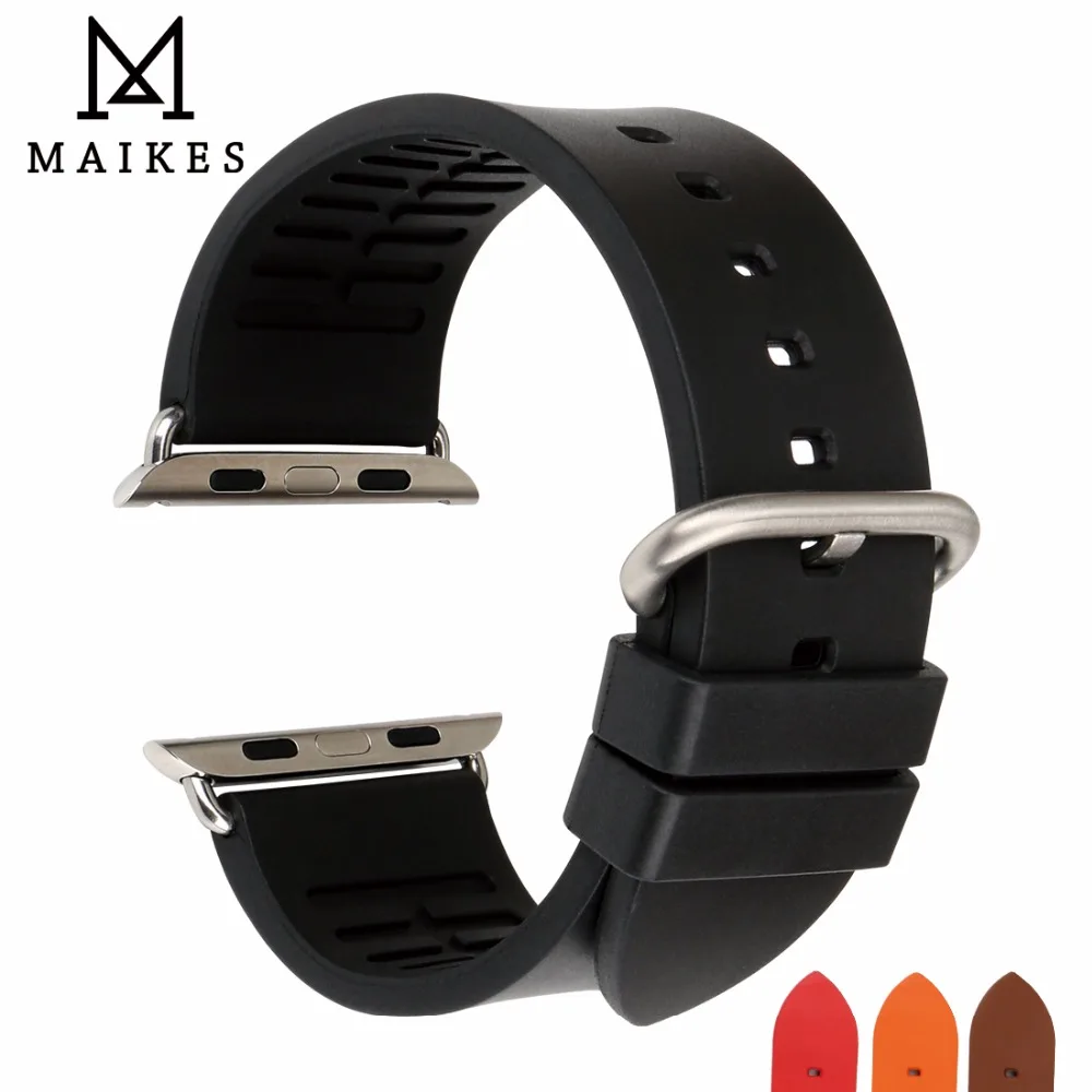 

MAIKES Rubber Watchband For Apple Watch Bands 45mm 41mm 44mm 42mm 40mm 38 Series 7 6 SE 5 4 iWatch Apple Watch Strap