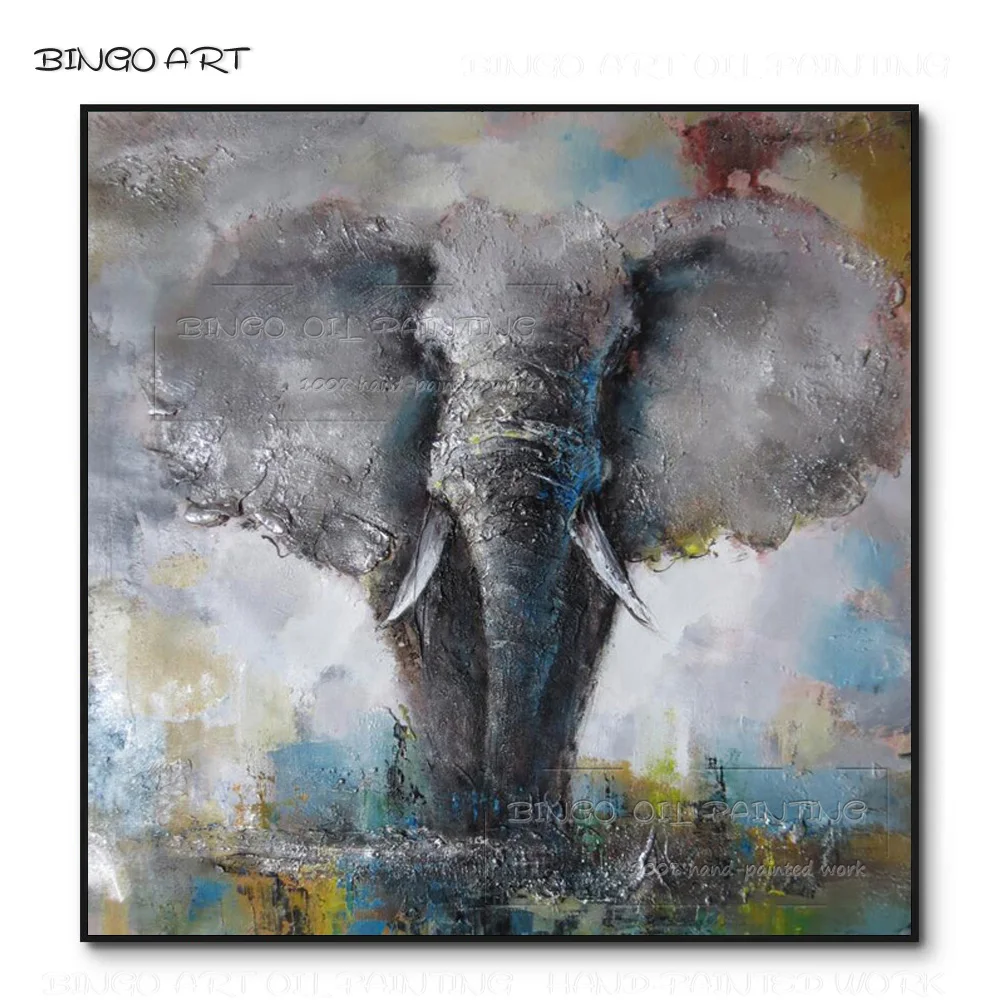 

Unframed Hand-painted High Quality Modern Abstract Elephant Oil Painting on Canvas Abstract Elephant Knife Painting for Wall Art