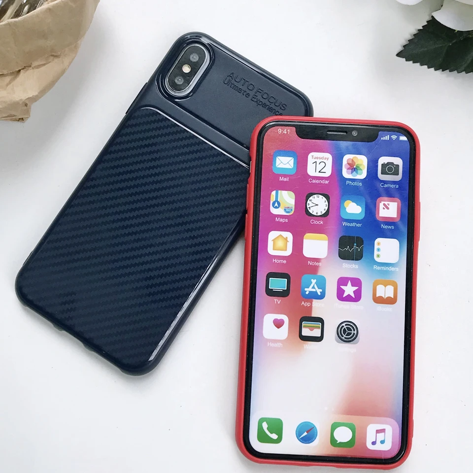 Углеродное волокно ТПУ чехол для iPhone X XS MAX XR SE 5 5S 6 6s 7 8 Plus samsung J2 J3 J5 J7 Prime Мягкий