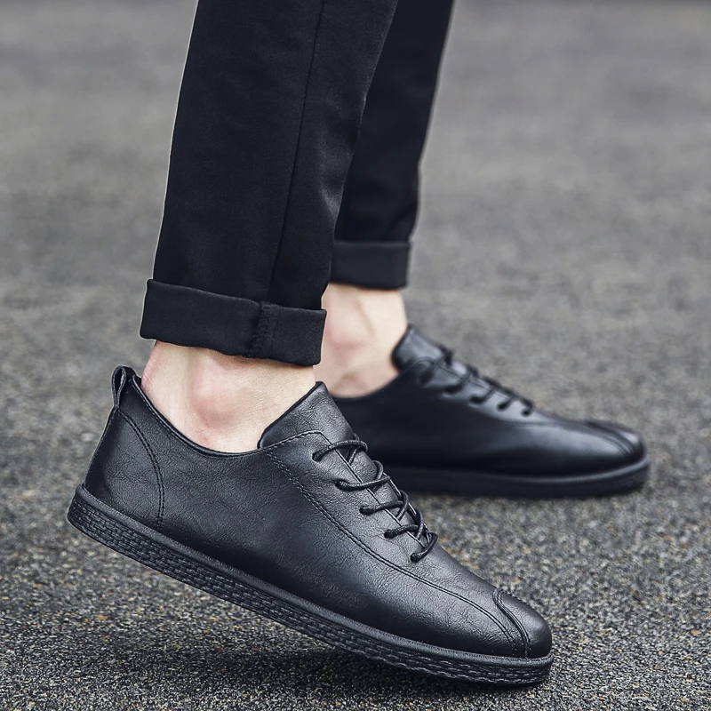 2018 Новая модная брендовая обувь мужская повседневная из мягкой кожи