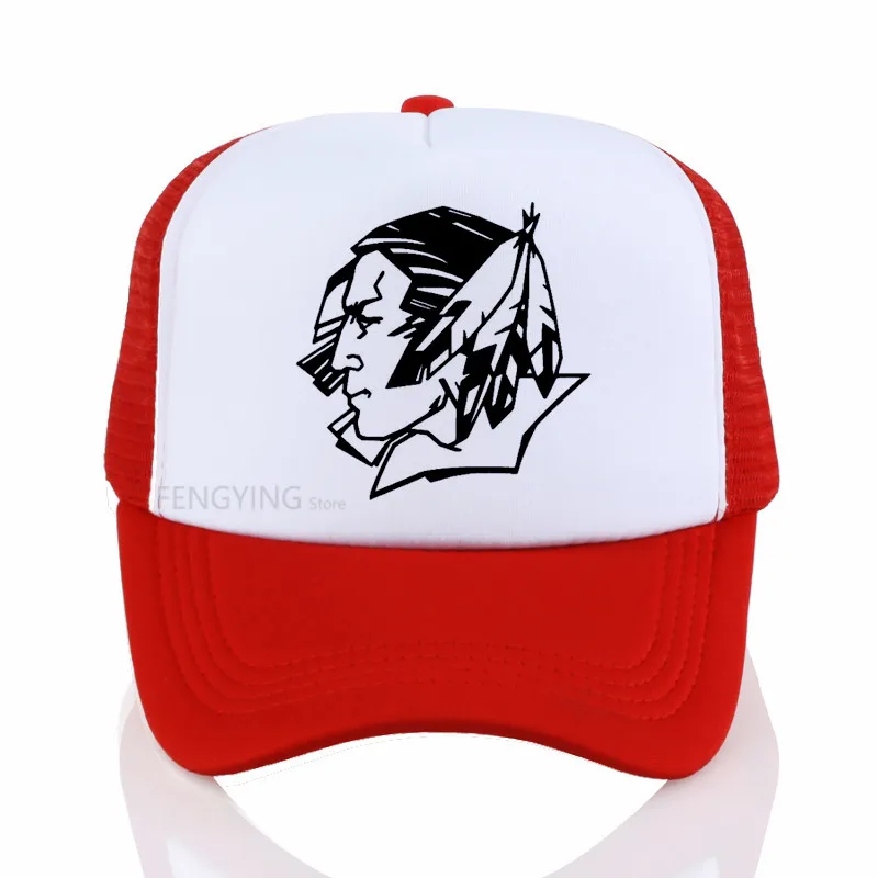 Мультфильм Fighting sioux с наклейки с перьями бейсболка регулируемая бейсболка Hat Повседневное спортивная шапка