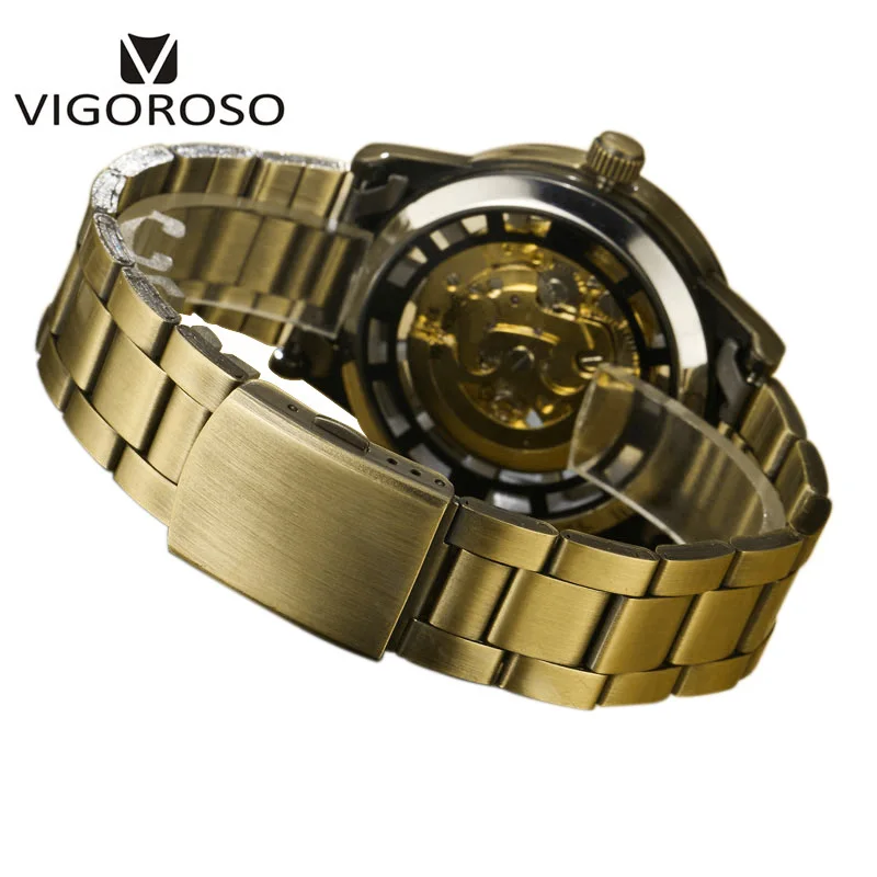 Часы VIGOROSO мужские винтажные автоматические механические бронзовые стальные