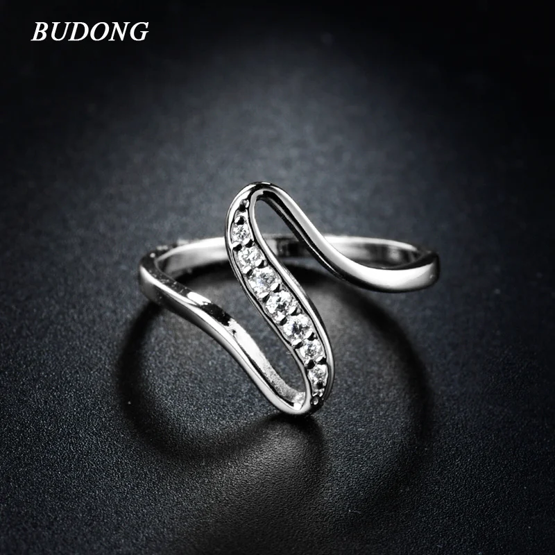 BUDONG уникальное кольцо бесконечности для женщин 2017 белое золото цвет круглый