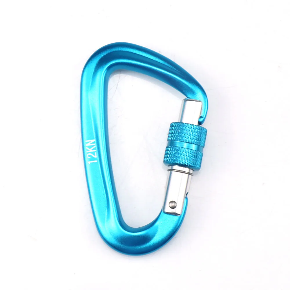 sky blue 12KN Скалолазание Карабин D форма Quickdraws Профессиональный скалолазание Пряжка замок безопасности замок открытый альпинистское оборудование - Цвет: sky blue