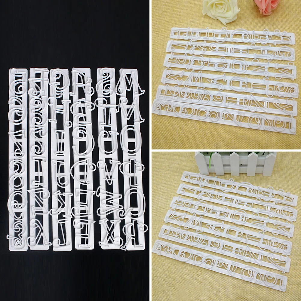 6 Pcs/set Decorating Fondant Number Cake Cutter Baking Mould Letter Biscuit Mold Plastic Non Toxic | Дом и сад
