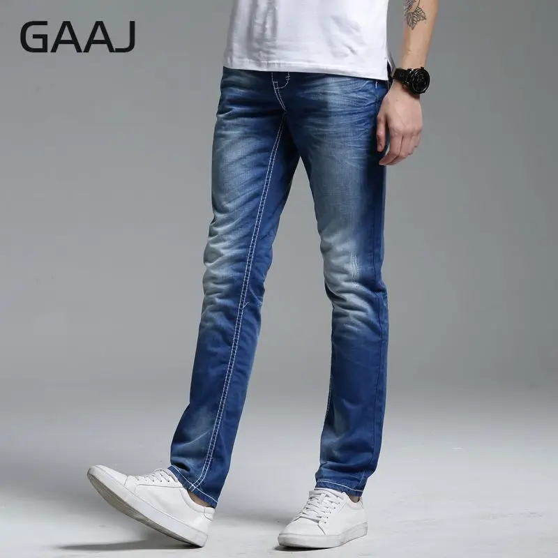 PROFESSIONAL JEANS STORE Men Jeans 2019 Motorcycle Original Retro 100% Cotton Straight Slim Blue For Man Luxury | Мужская одежда