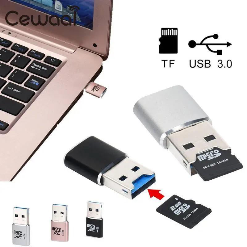 CEWAAL USB 3,0 Mini MICRO SD SDXC алюминиевый сплав считыватель карт памяти адаптер разъем мини-считыватель карт черный серебристый розовое золото
