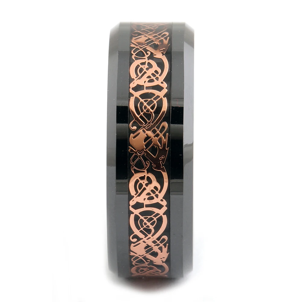 Черное керамическое кольцо с золотым Драконом 8 мм аксессуары для мужчин и женщин