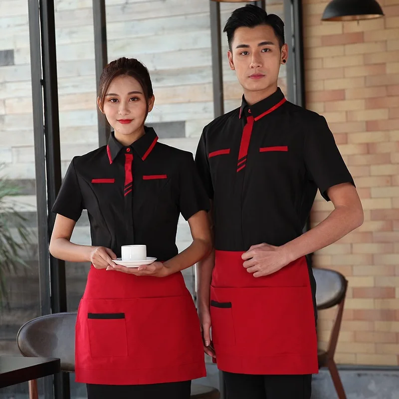 

Women Restaurant Waitress Overalls Hotel Catering Fast Food Shop Work Clothes Summer Short-sleeved Staff Waiter Uniform H2293