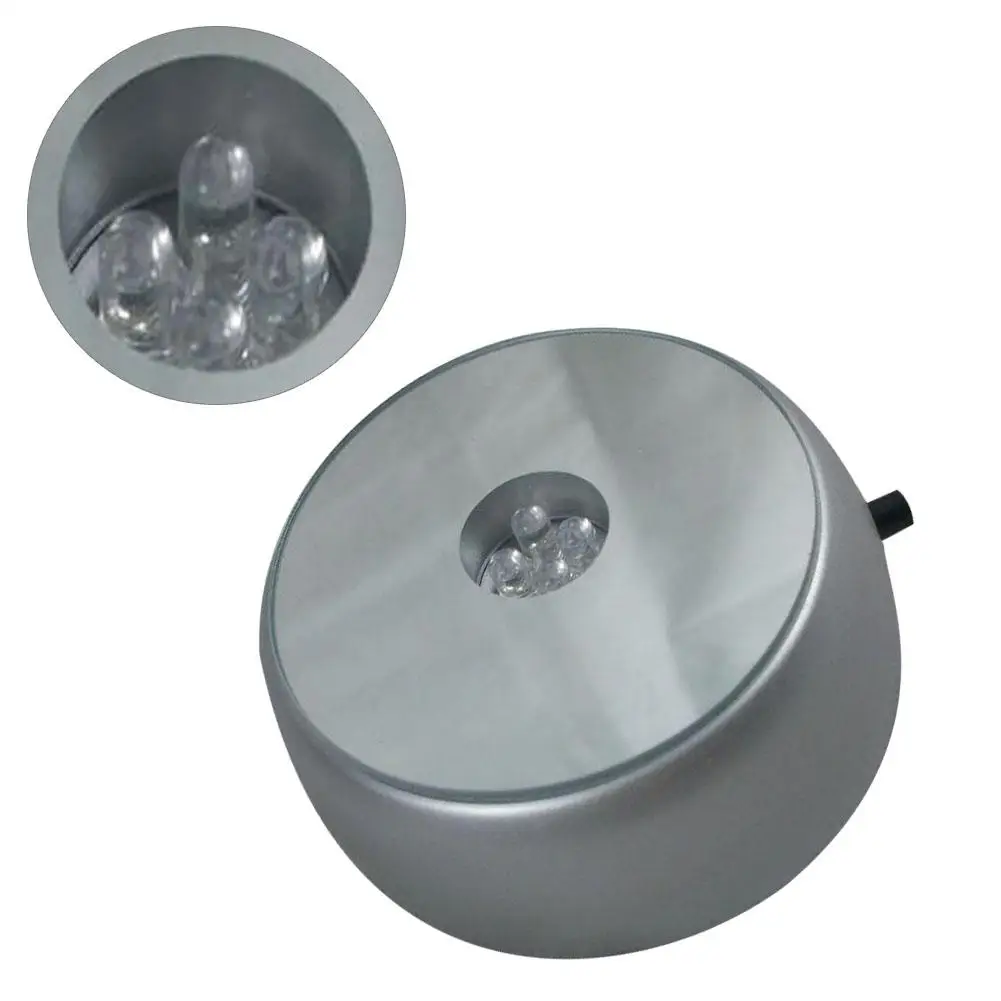 Серебряный круглый уникальный кристаллический дисплей подставка 4 светодиода