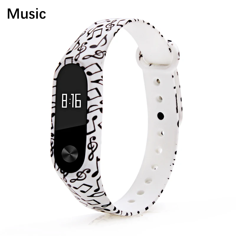 Music BOORUI модный miband 2 ремешка correa pulseira силиконовый mi2 ремешок на запястье Замена для xiaomi miband 2 смарт-браслеты - Цвет: Music
