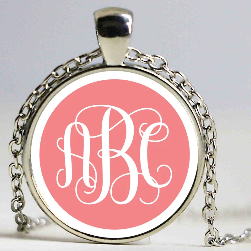 Personalized customization Initials Art Glass Cabochon Necklace Long Sweater Chain For Man Woman Fine Jewelry as Gifts | Украшения и