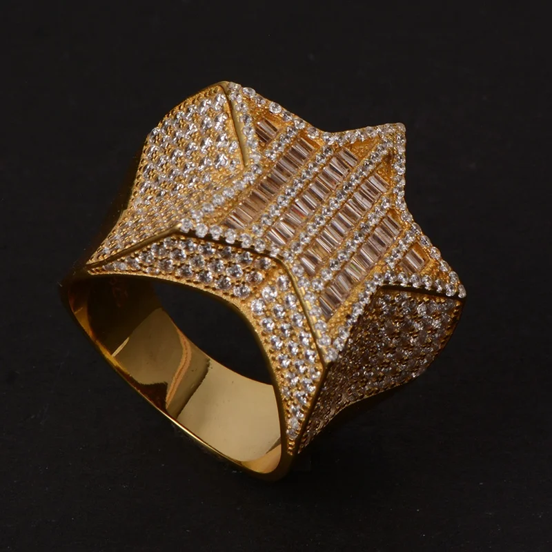CSJ хип хоп кольца Bling льдом кольцо со звездами золотой цвет серебра талисман