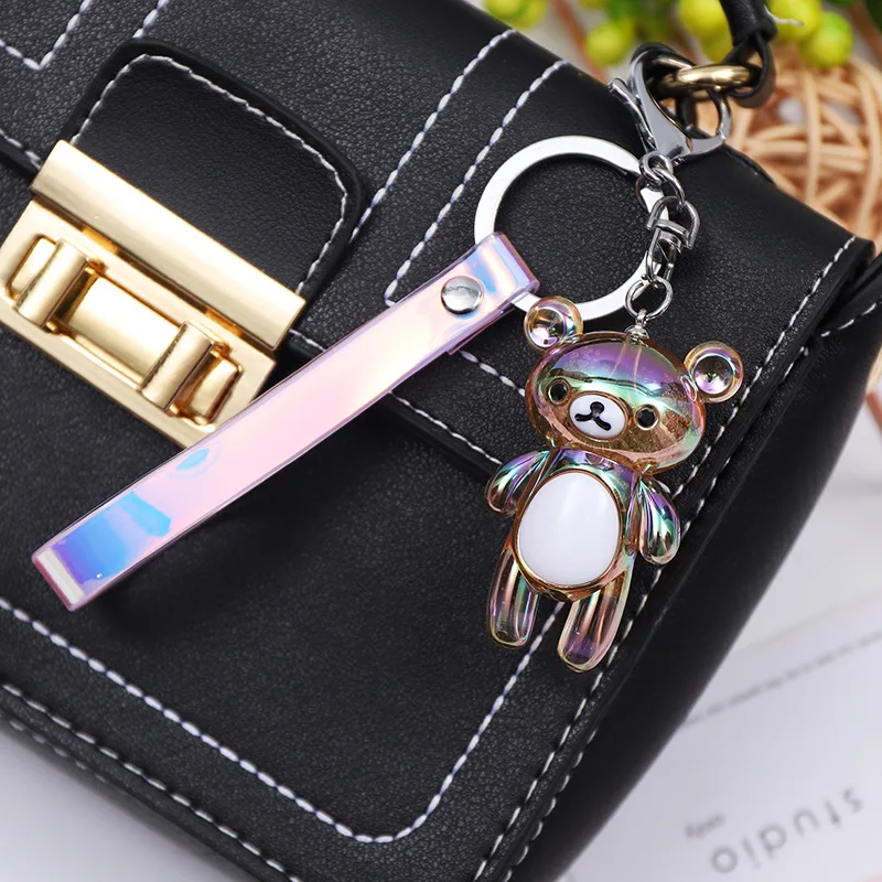 Креативный акриловый пузырьковый Мишка фантазия цвет кожаный шнур ключ часы