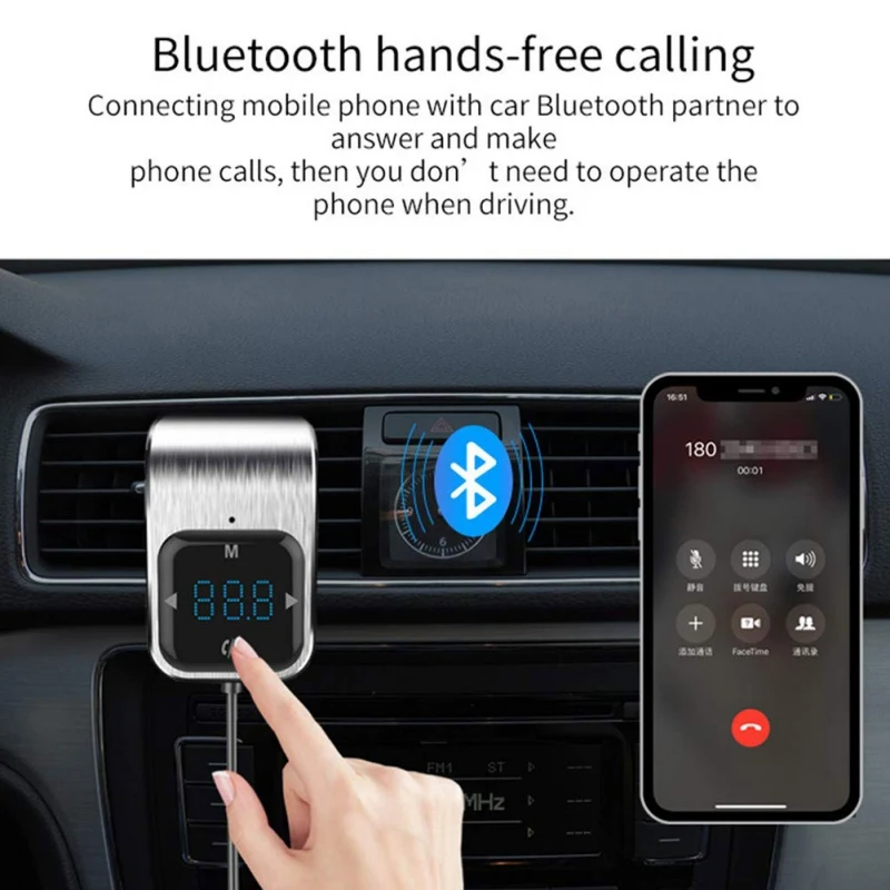 Bluetooth автомобильный беспроводной радиоадаптер AUX MP3 плеер FM Aux модулятор с громкой