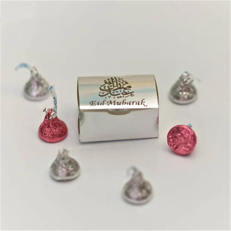 50 шт./лот Золотой Серебряный счастливый ИД Мубарак праздничный подарок коробка