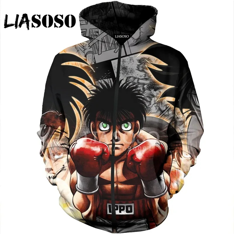Женский и мужской пуловер с капюшоном LIASOSO 3D принт японский аниме Hajime No Ippo