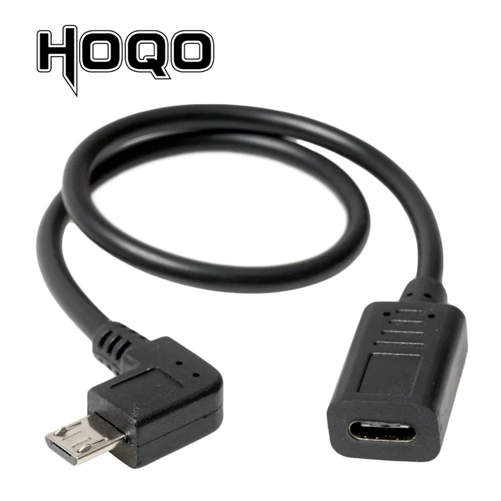 Левый угол микро USB мужчина к C Женский Кабель 90 градусов MicroUSB Тип Female Шнур кабель